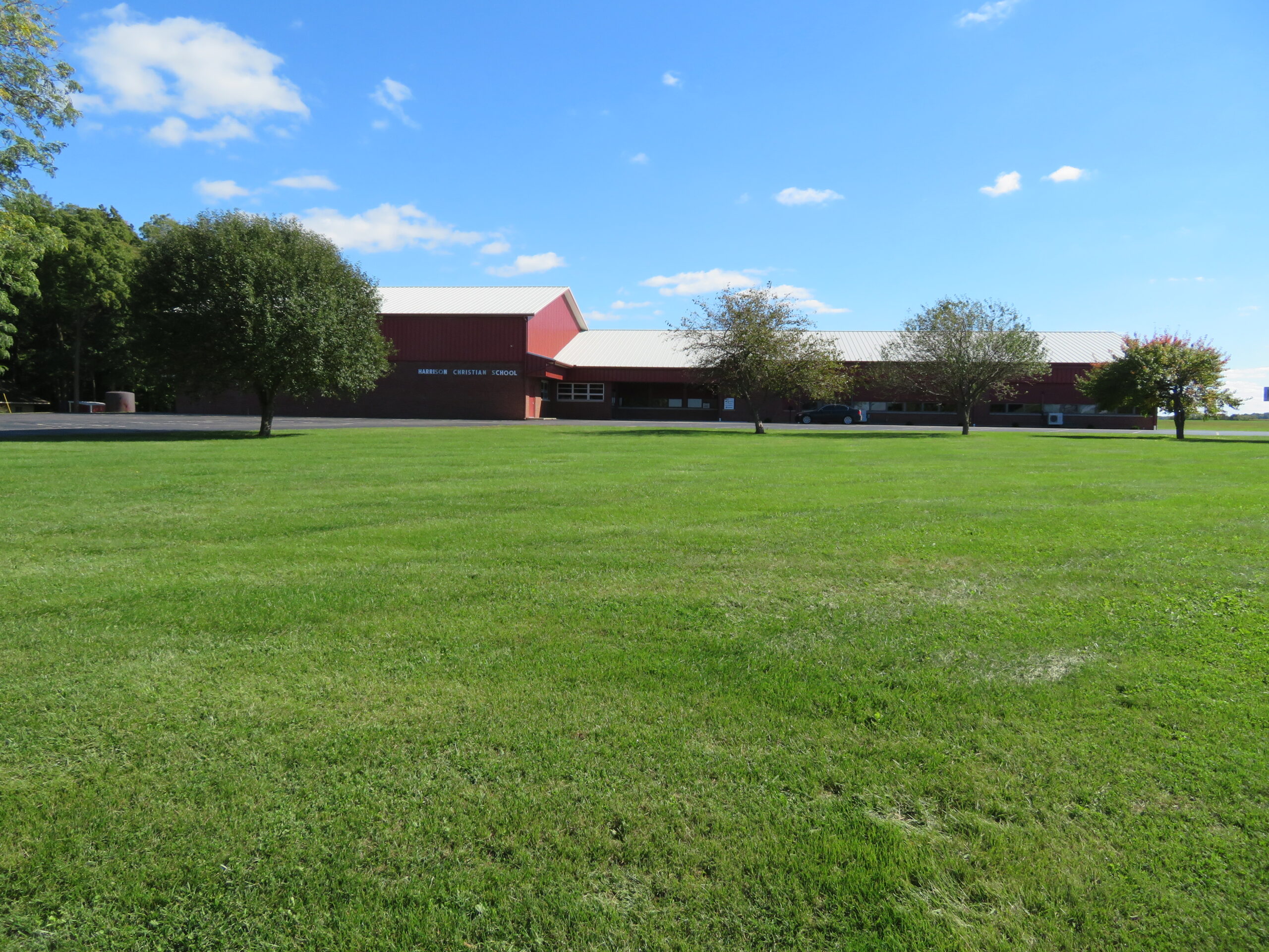Harrison Christian School building and lawn